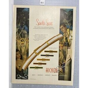 Hickok "South Seas Tropical Accessories for Sportswear-ing Male" Print Ad 1950